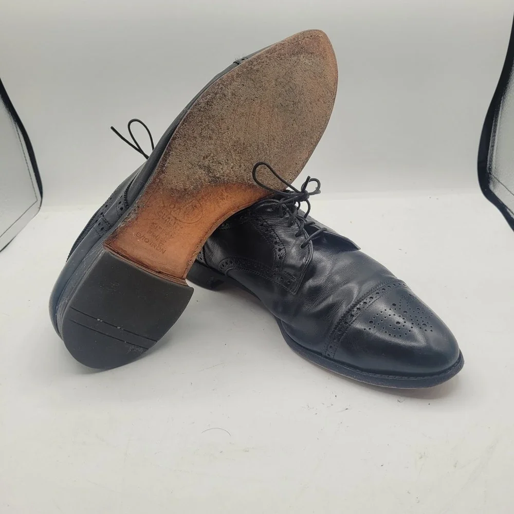 Allen‎ Edmonds Sanford Oxford Cap Toe Shoes 14 A Black Leather Made in USA
